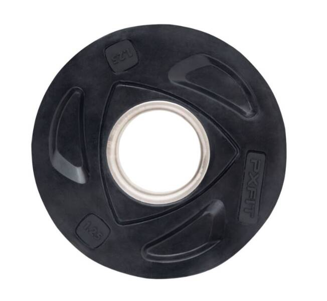 Олимпийский обрезиненный диск PX-Sport, черный с цветной вставкой, 1,25 кг